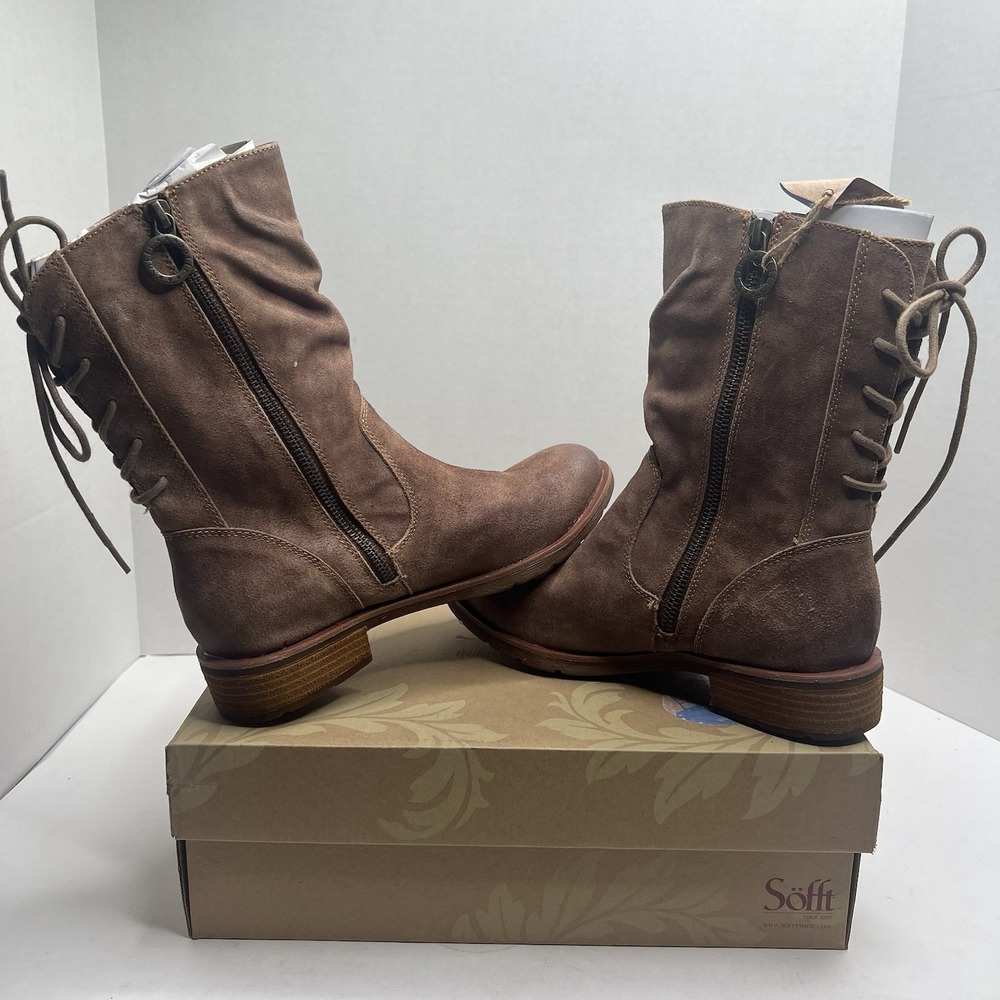 Sofft Sharnell Low Brown Waterproof Leather Boots Women’s 7.5 M Slouch Mid Calf